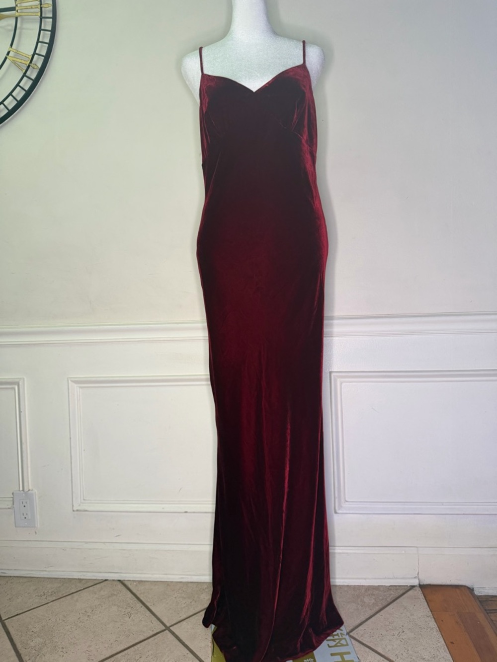 Vintage Lauren Ralph Lauren Silk Velvet Gown Burgundy Bias Cut Sz 8 Fits Small